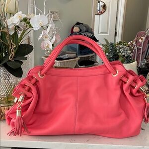 NWT Amerileather Tote Bag, 100% Full Grain LEATHER, Salmon Pink